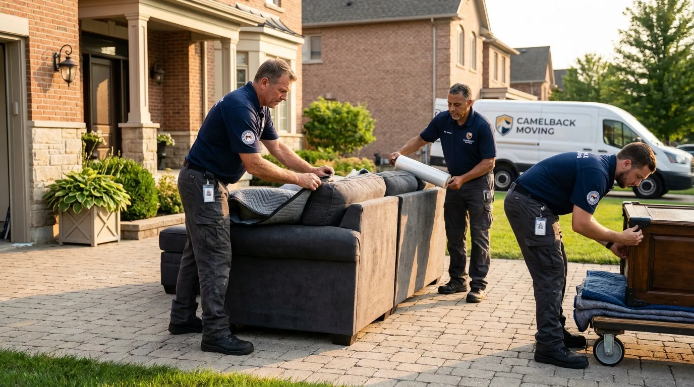 Large estate moving crew wrapping furniture in Okeene, OK